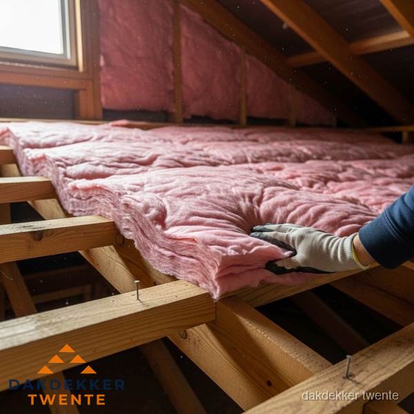 Dakisolatie met glaswol op zolder in Twente Dakisolatie met glaswol op zolder in Twente